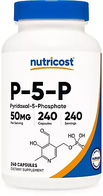 Nutricost P5P Vitamin B6 Supplement 50mg 240 Capsules (Pyridoxal-5-Phosphate) • $16.95