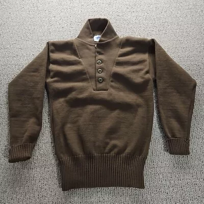 Dscp Garrison Collection Sweater Mens Medium Brown Military Acrylic Henley • $29.95