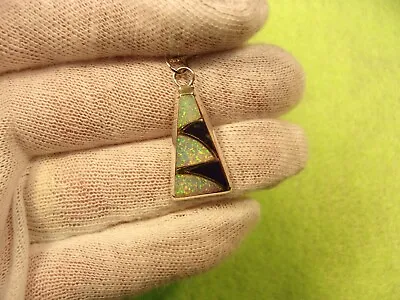 Beautiful Vtg? Southwestern Sterling Silver Lap Opal & Lapis Pendant & Necklace • $49.99