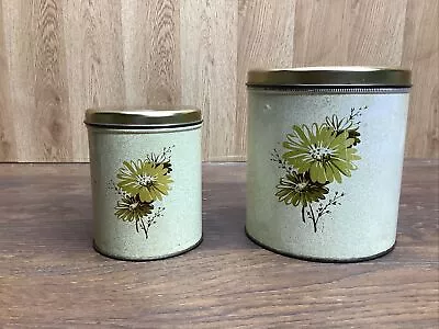 Vintage Halls Kitchenware Daisy Decoware Metal Canister Lot Of 2 • $11.04