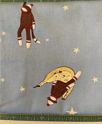 BTHY Sock Monkey Goodnight Cotton Fabric Banana Ride Erin Michael Moda RARE • $12