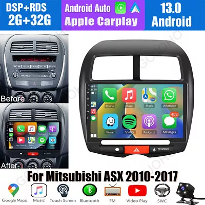 32GB For 2010-2017 Mitsubishi ASX Apple Carplay Android 13 Car Stereo GPS Radio • $127.49