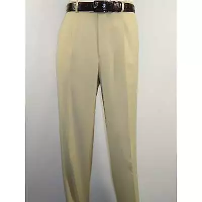 Mens MANTONI Pleated Dress Pants All Wool Super 140's Classic Fit 40901 Beige • $50