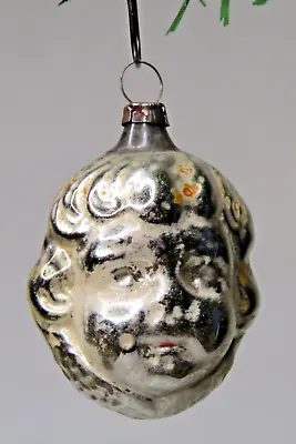 Antique Vintage Blown Glass BOY HEAD CURVY HAIR Christmas Ornament Germany • $45