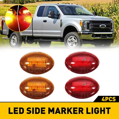 4 LED Side Fender Marker Dually Bed Lights For 1999-2010 Ford F350 Amber/Red New • $13.99