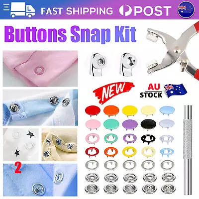 Home Snap Fasteners Sewing Buttons Metal Press Studs Tools Kit Plier Snap On • $10.50