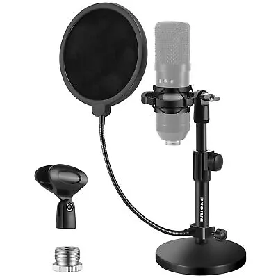 Upgraded Desktop Microphone Stand Adjustable Mic Stand Desk With Pop Filter • £25.83