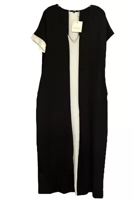 NWT Zaful Black & White Short Sleeve V-neck Form-Fitting Knit Dress Shift 3X • $21.99