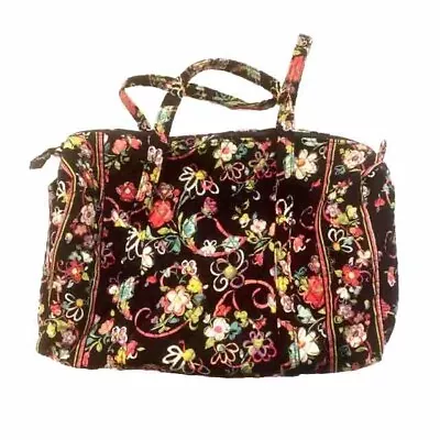 Vera Bradley Duffle Bag In Ribbons Weekender Travel Tote Dark Navy Large 22” • $49.97