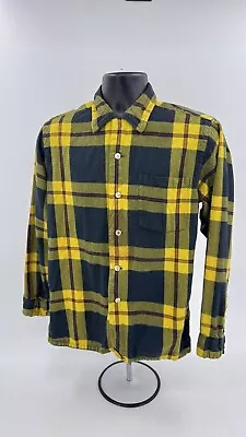 VTG Lochlana Hathaway Yellow Cotton/Wool Flannel ButtonDown Shirt Vintage Mens M • $29.95