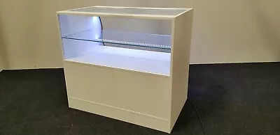 Shop Counter Display Unit Led Lights Glass Shelf Shop Fittings White Counter • £365