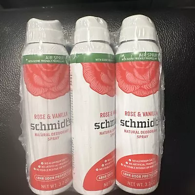 3 PK Schmidt's Invisible 48hr Natural Deodorant Spray Rose & Vanilla 3.2oz • $18