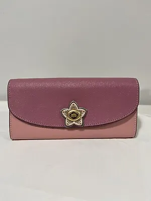 COACH F78068 Slim Envelope Wallet Rose Flower Pink Color Turn Luck Closure • $142.19