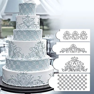 Princess Lace Cake Stencil Set Wedding Cake Cookie Border Stencils Decoratio  ZT • £4.87