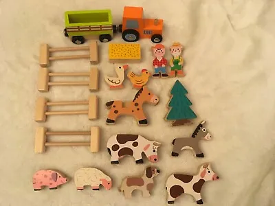 Wooden Janod Farm Figures And Tractor • £9.99