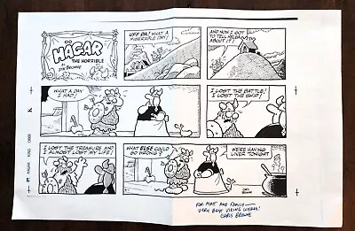 HAGAR THE HORRIBLE CHRIS BROWNE SIGNED LITHOGRAPH First Time UFF DA April 1990 • $149.99