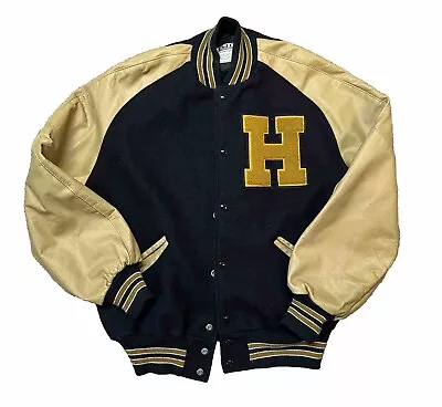 Vintage DeLONG LETTER H Letterman Jacket Varsity Coat SZ XL Made In USA Retro  • $64