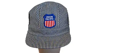☆Vintage☆ ~Striped Union Pacific Railroad Engineer Snapback Hat Made In USA~ ☆ • $15