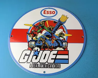 Vintage Esso Gasoline Sign - GI Joe Gas Service Station American Porcelain Sign • $144.37