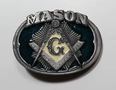 Vintage Masonic Freemason Pewter Belt Buckle 1985 Tanner Leather Co. USA • $20