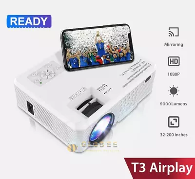 1080P Projector Theater Projector 9000 Lumens LED Mini Home Cinema WiFi Portable • $49.99