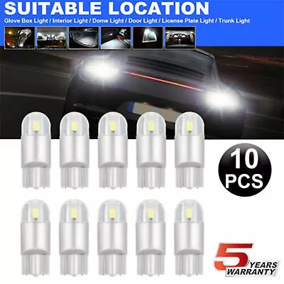 10pcs 194 LED Bulb T10 168 W5W Canbus White Dome License Side Marker Light 6000K • $5.59