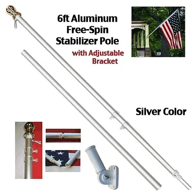 Flag Pole 6 FT Stainless Steel Sectional Kit For American Flag W/ BRACKET • $23.88