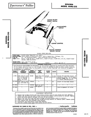 Sams Photofacts Phonograph Sonora Model RKRU-215 • $9.77