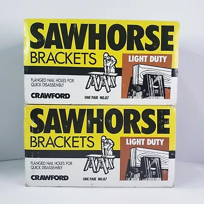 Lot Of 2 Vintage Boxes Crawford Sawhorse Brackets Pair 87 Professional Steel  • $34.99