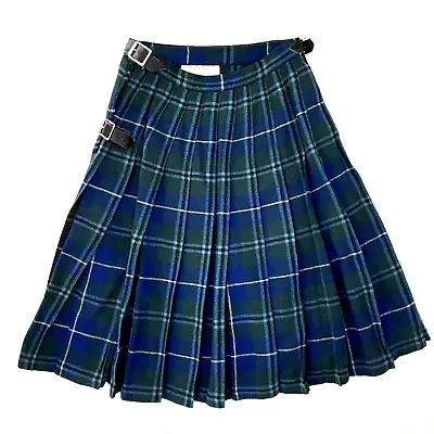 Westaway & Westaway Womens Blue Green Wool Tartan Plaid Kilt Skirt Size 26 • $21.99