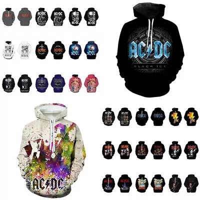 2024 Adult ACDC Rock Band Hoodies Sweatshirt Pullover Coat Hooded Top Gifts UK~ • £21.47