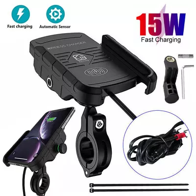 15W Wireless Motorcycle Fast Charging Motorbike Phone Holder Mount Charger  • £19.99