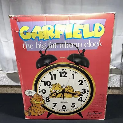 1978 Vintage Large Garfield The Big Fat Alarm Clock By Sunbeam Orange Cat W/Box • $199.99