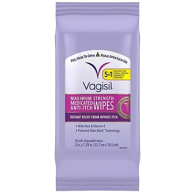 Wipes Anti-Itch Medicated Feminine Vaginal Wipes Maximum Strength Instant ... • $11.50