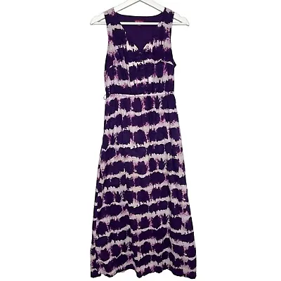 Merona Dress Maxi Long Sz Extra Small Women Purple White Tie Dye Sleeveless • $16.28