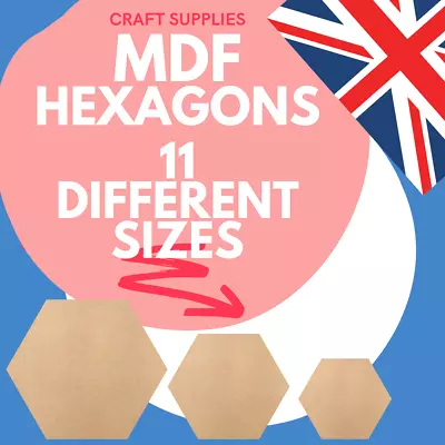 Wooden MDF Hexagon Shapes Craft Tag Blank Decoration 1cm To 15cm. Wood Shapes • £3.88