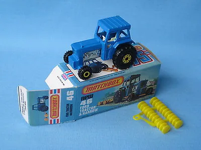 Lesney Matchbox 46 Ford Tractor Blue Body Farming Picture Box Yellow Hubs • £34.99