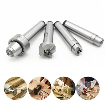 4pcs MT2 Wood Lathe Live Center Set Drive Spur Cup MT2 Arbor With Wooden Case • $26.38