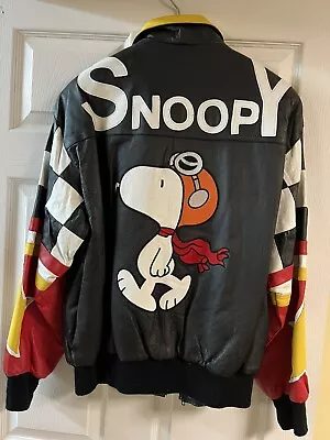 Vintage Snoopy Red Baron Bomber Leather Jacket - One Of A Kind.  Free Shipping! • $750