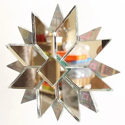 Clear Glass Hanging Mirror Mobile Star Suncatcher Long Mirrored Twister Thread   • £8.09
