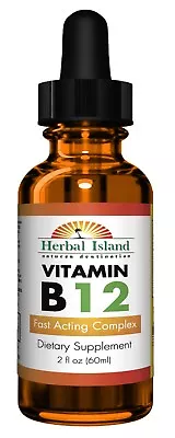 B12 Vitamin Liquid Drops - Fast Acting Complex - 2 Fl Oz Bottle - Free Shipping • $16.95