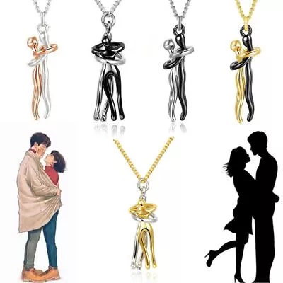 Together Forever Couple Hugging Pendant Love Style Necklace Lovers Necklace • £2.71