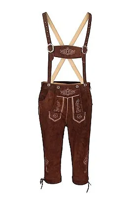 £34.99 • Buy Leather Lederhosen Traditional Oktoberfest Bavarian Shorts Matching Suspenders 