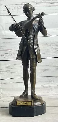 Vintage Mozart Violinist Bronze Statue Sculpture Home Office Decoration Sale • $559