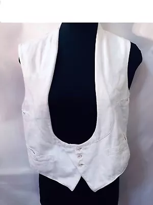 White Cotton Vintage Edwardian Style Evening Tuxedo Button Mens Pocket Vest M • $115