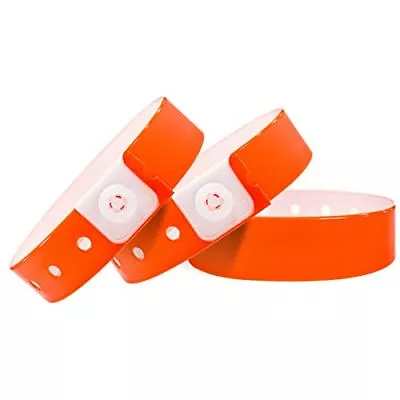 Plastic Party Orange Wristbands-100 Pack Colored Vinyl Wristbands For Events-... • $21.28