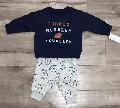 Carter’s Boys 3M 2-Piece Sweatshirt & Pant Set Football Thanksgiving  • $12