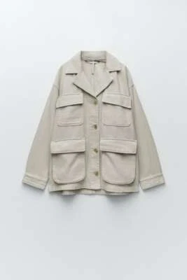 $46.35 • Buy Zara  Ecru Cream Utility Safari Cargo Pocket Jacket - Medium M New