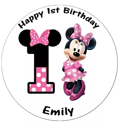 Minnie Mouse 1st Birthday Personalised Cake Topper Edible Wafer Paper 7.5  • £2.50