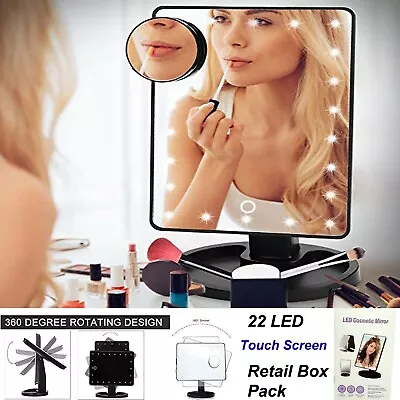 22 Led 10x Magnifying Touch Screen Light Make-up Cosmetic Tabletop Vanity Mirror • £8.98